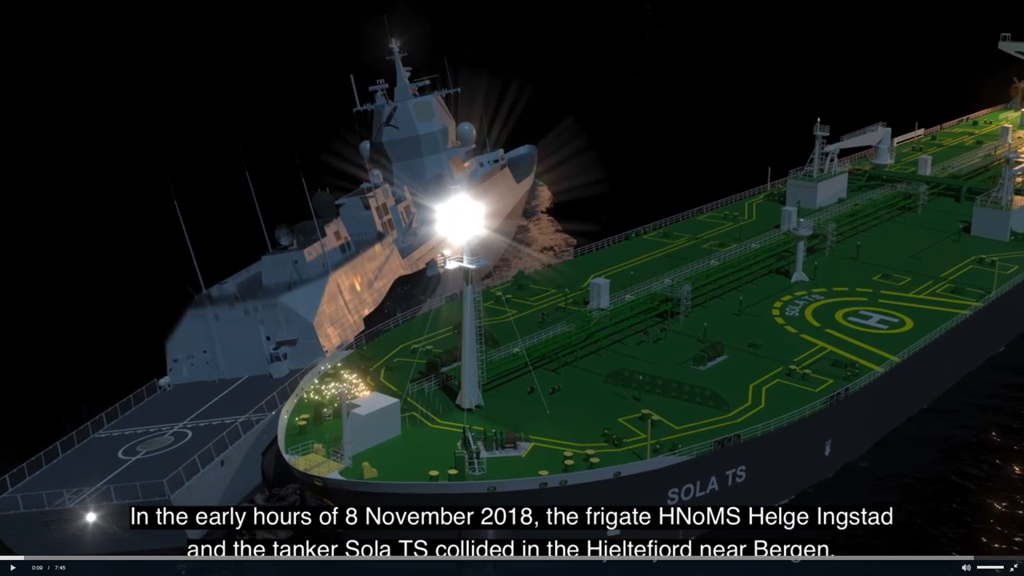Report on the collision on 8 November 2018 between the frigate HNoMS Helge Ingstad and the oil tanker Sola TS