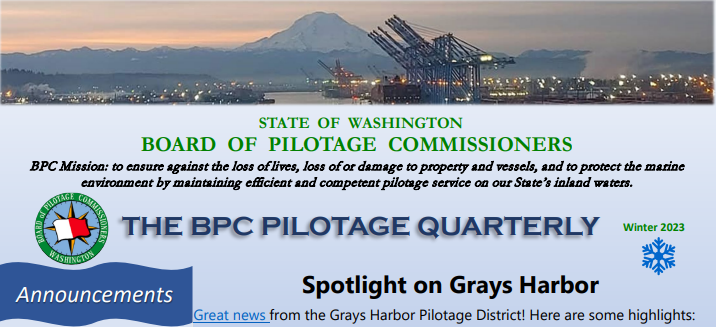 Winter Edition of the BPC Pilotage Quarterly published