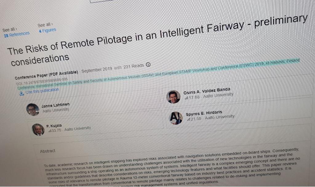 The Risks of Remote Pilotage in an Intelligent Fairway - preliminary considerations