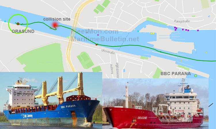 Tanker and general cargo ship collided in Kiel Canal on July 27