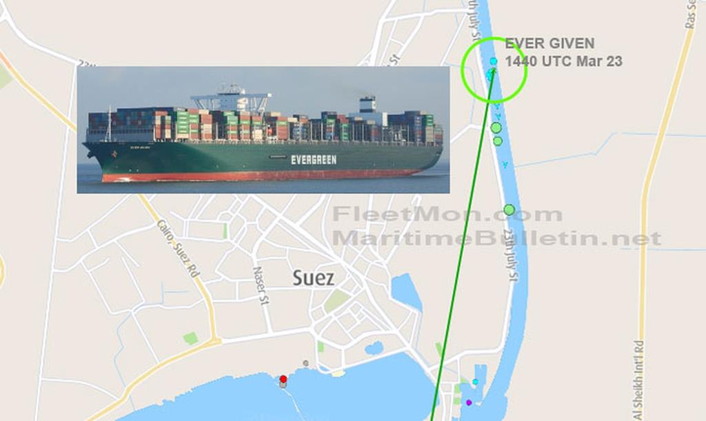 Mega container ship hard aground in Suez Canal (incl. Video)