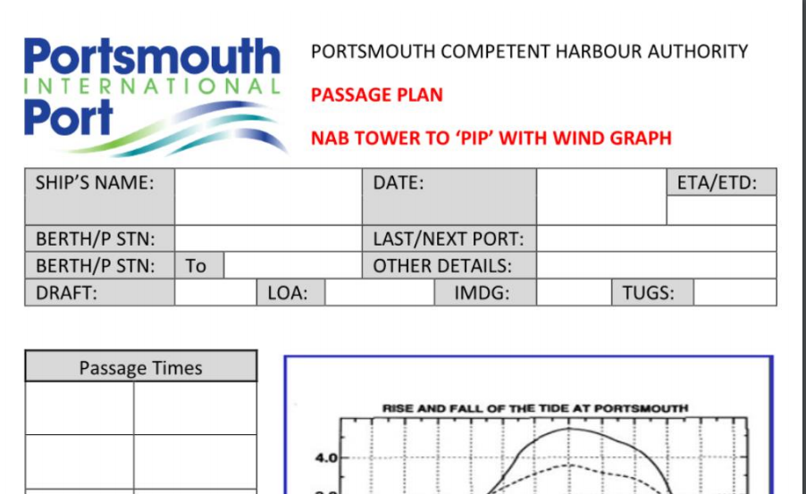 Example of a passage and berthing plan