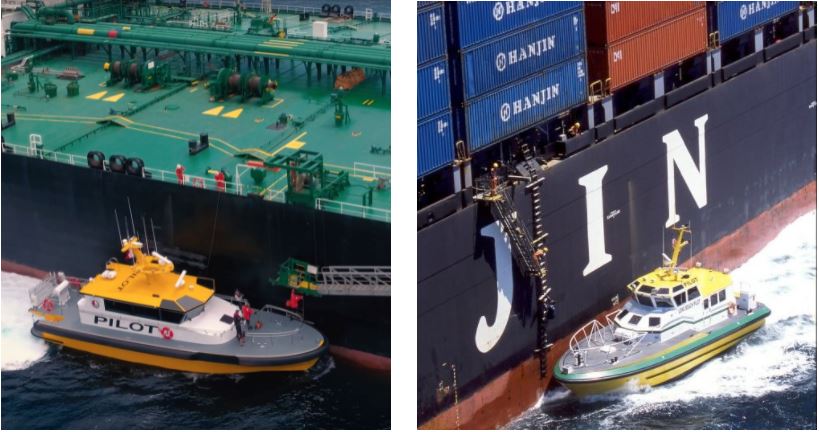 Examples of the pilotage process at Orion (left) and Vega (right). Images Source: CAPT Tom Jacobsen, Jacobsen Pilot Service